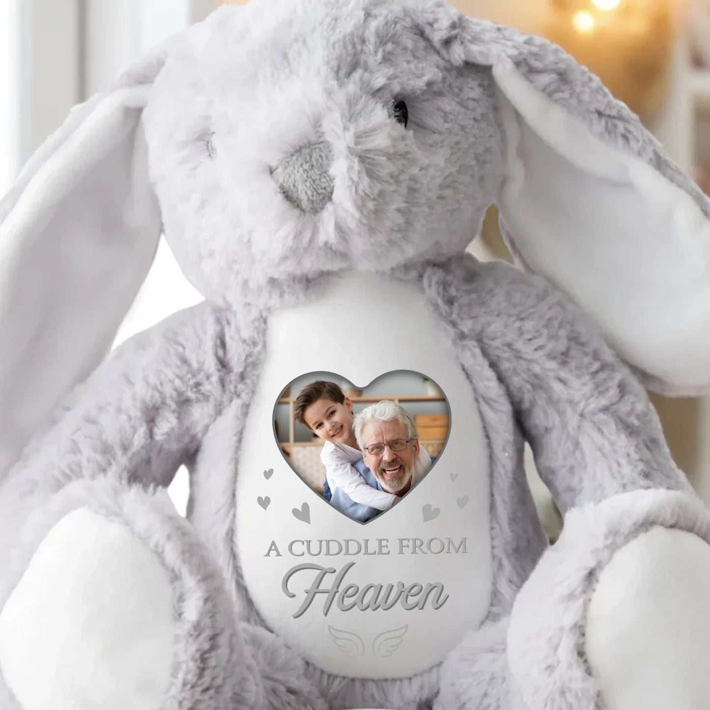 Custom Photo Heaven's Love In Every Hug - Memorial Personalized Custom Easter Bunny Plush - Sympathy Gift For Family Members