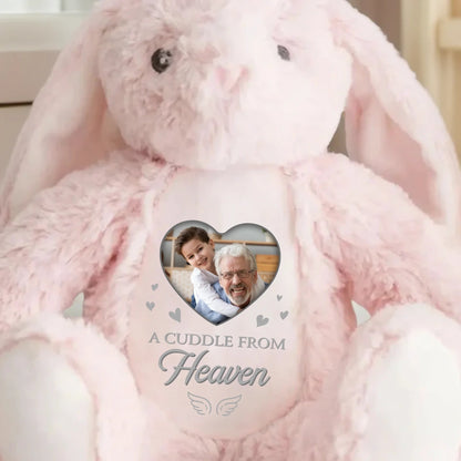 Custom Photo Heaven's Love In Every Hug - Memorial Personalized Custom Easter Bunny Plush - Sympathy Gift For Family Members