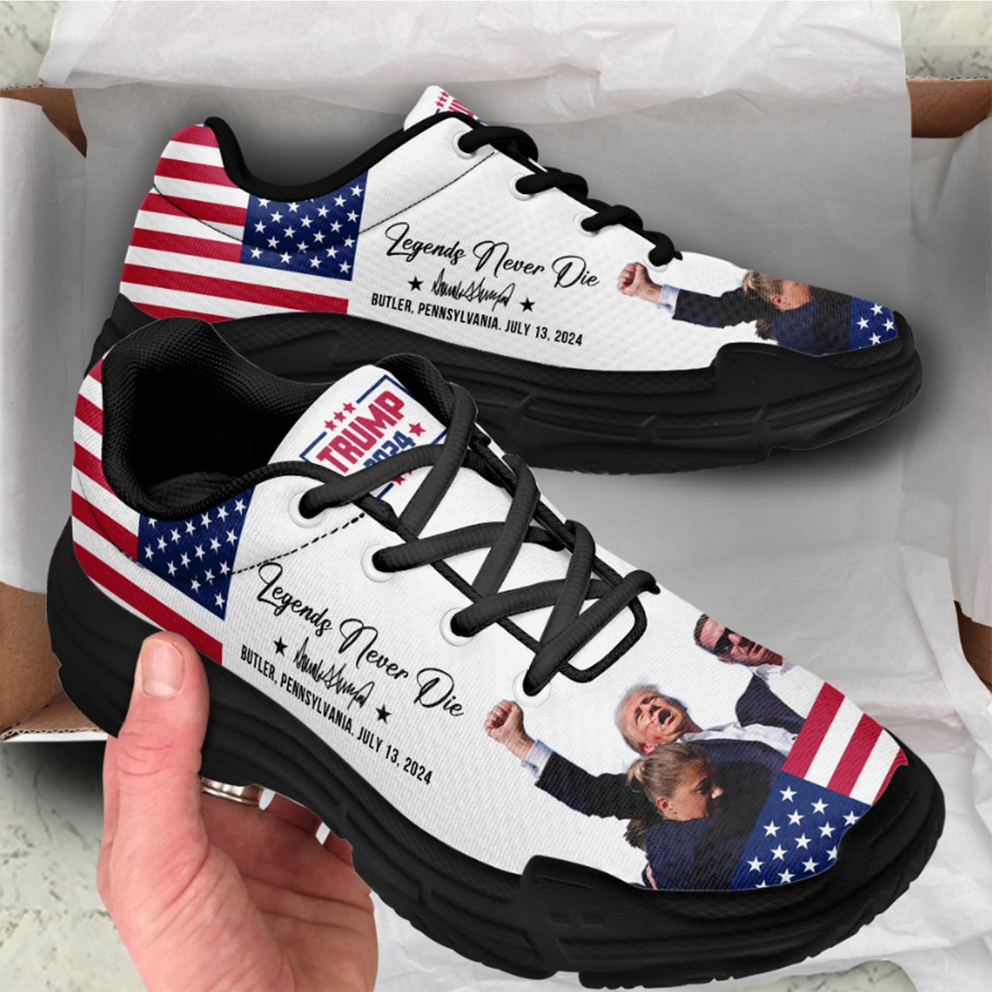 Trump Fight 2024 Unisex Shoes | Trump Pennsylvania Rally | Trump 2024 Chunky Shoes C1204 - GOP