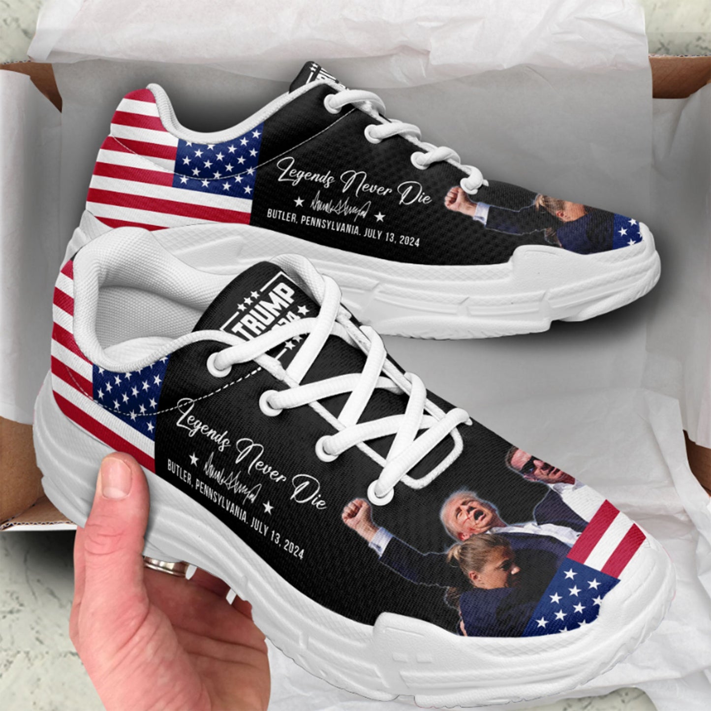 Trump Fight 2024 Unisex Shoes | Trump Pennsylvania Rally | Trump 2024 Chunky Shoes C1204 - GOP