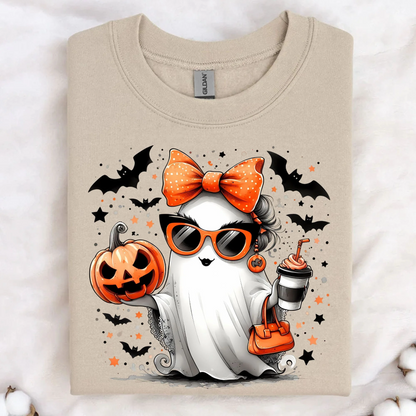 Stylish Fashion Ghost Girl, Cute Ghost Shirt, Halloween Shirt, Cute Halloween Sweatshirt