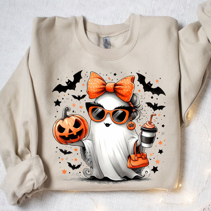 Stylish Fashion Ghost Girl, Cute Ghost Shirt, Halloween Shirt, Cute Halloween Sweatshirt