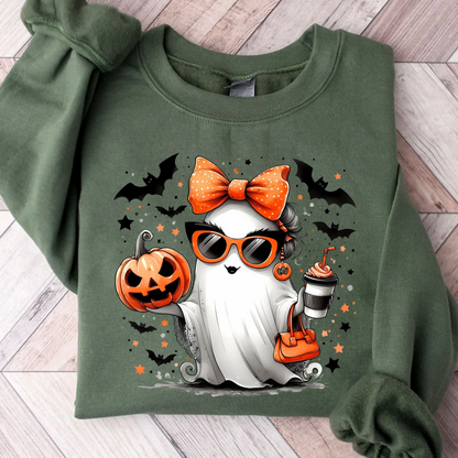 Stylish Fashion Ghost Girl, Cute Ghost Shirt, Halloween Shirt, Cute Halloween Sweatshirt