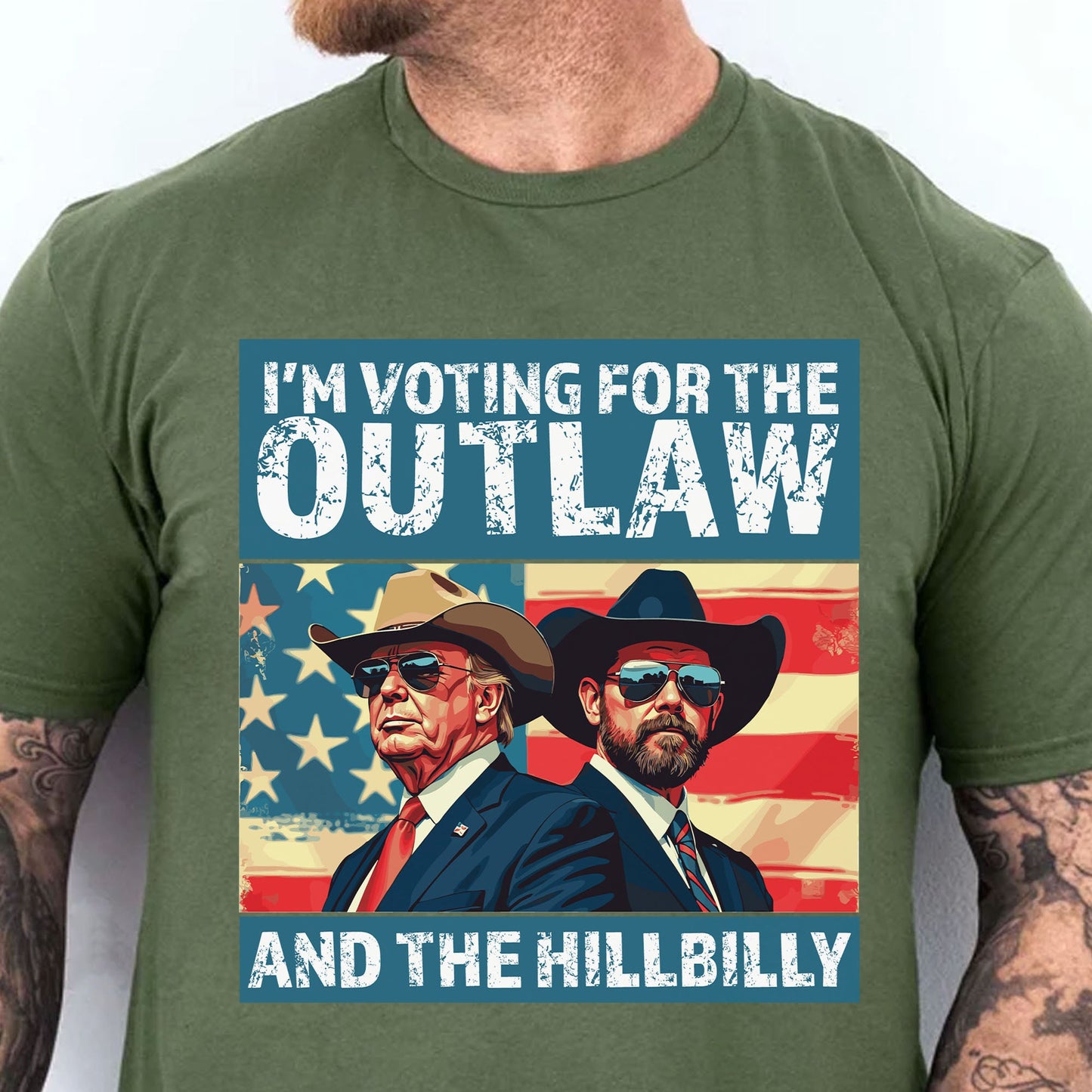 I'm Voting For The Outlaw And The Hillbilly Trump Shirt | Trump Vance Shirt | Trump Supporters Shirt Dark C1537 - GOP