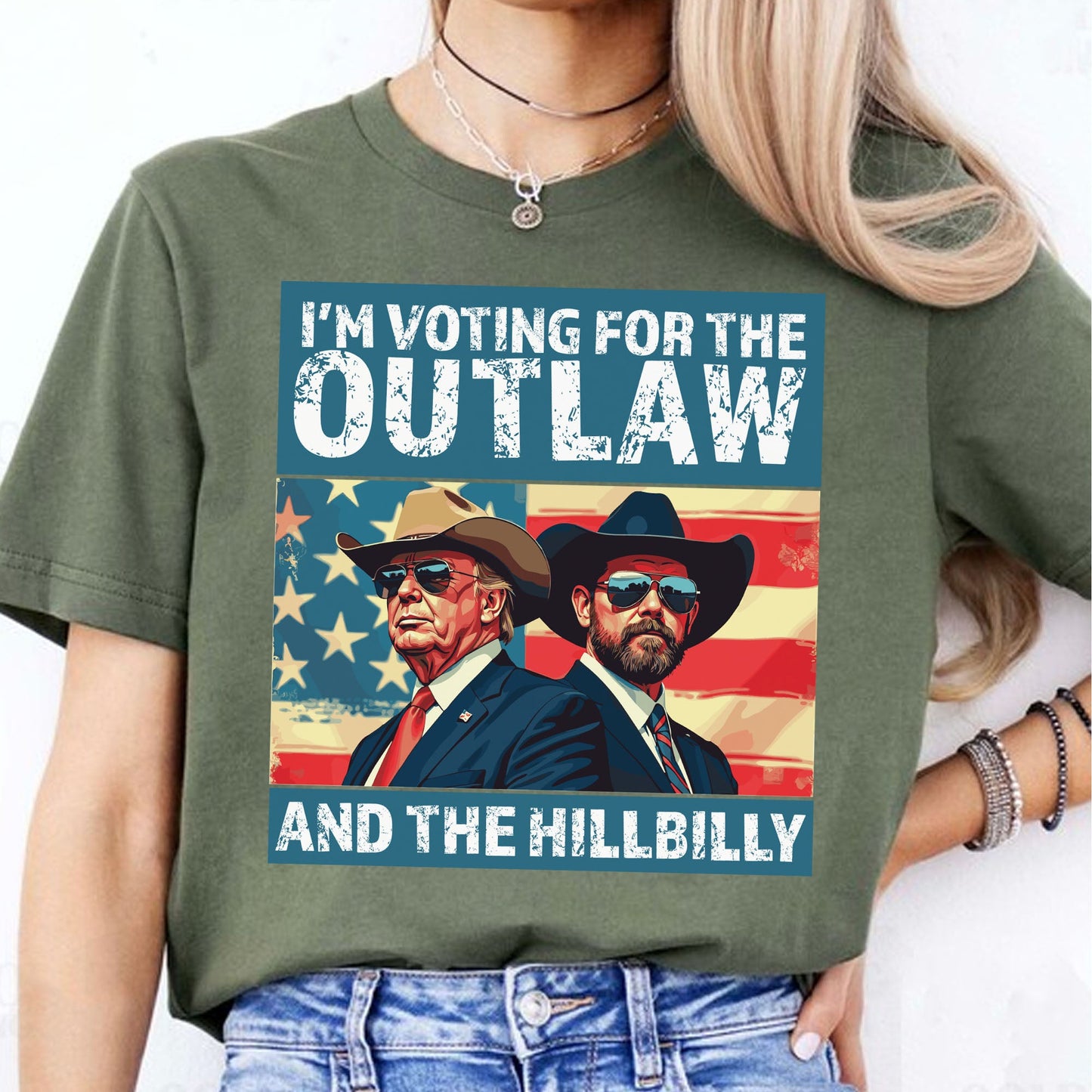 I'm Voting For The Outlaw And The Hillbilly Trump Shirt | Trump Vance Shirt | Trump Supporters Shirt Dark C1537 - GOP