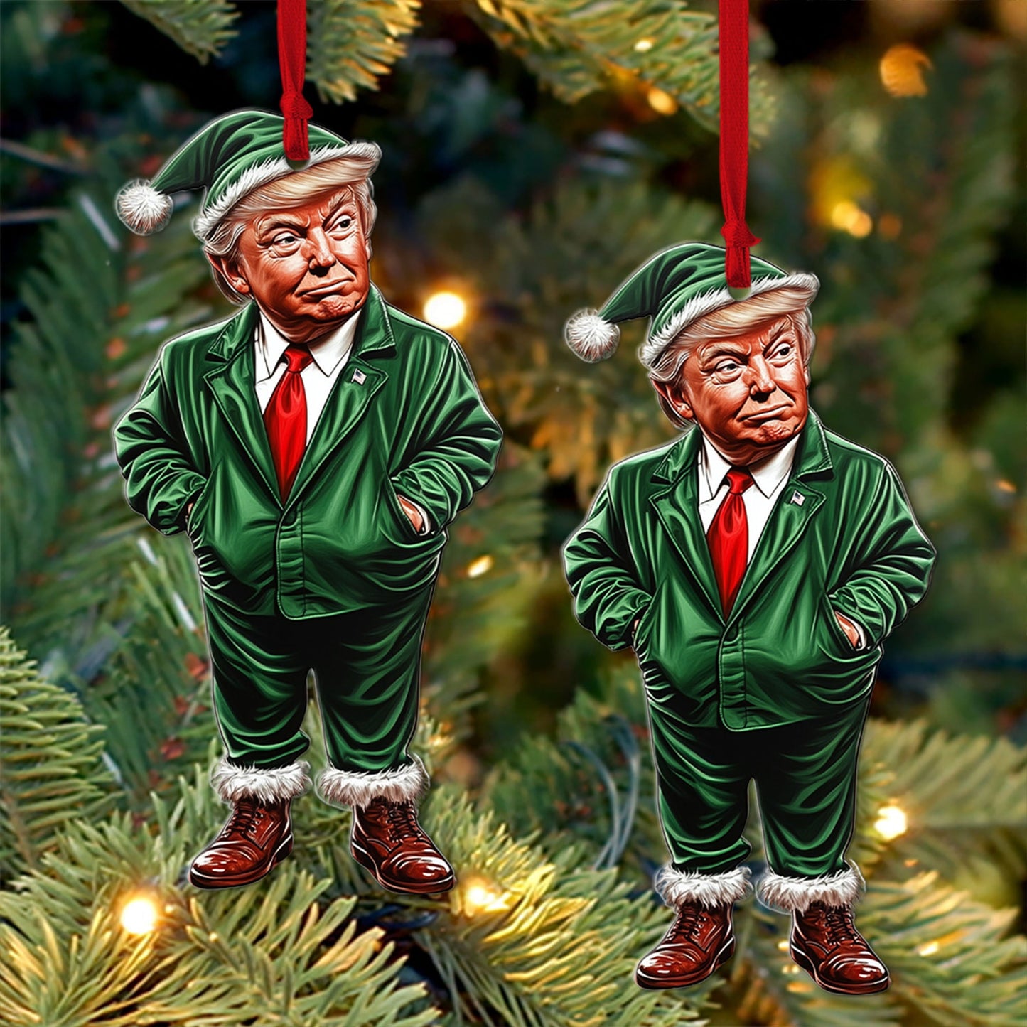 Trump Green Santa, Christmas Trump Acrylic Ornament | Perfect for Car & Christmas Tree Decor T1554 - GOP