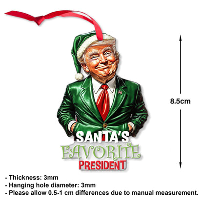 Santa's Favorite President, Christmas Trump Acrylic Ornament | Perfect for Car & Christmas Tree Decor T1556 - GOP