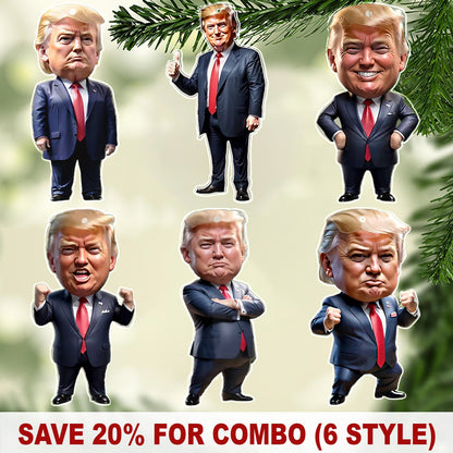 Trump-Inspired Acrylic Christmas & Halloween Decor - Sparkling Hanging Ornament for Car Interiors & Tree, Perfect Holiday Gift Idea - 681574