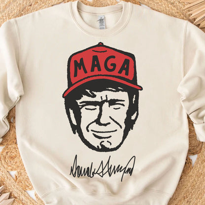 Trump MAGA Hat Cartoon Shirt, Trump MAGA Sweatshirt, Republican Sweater T1588 - GOP