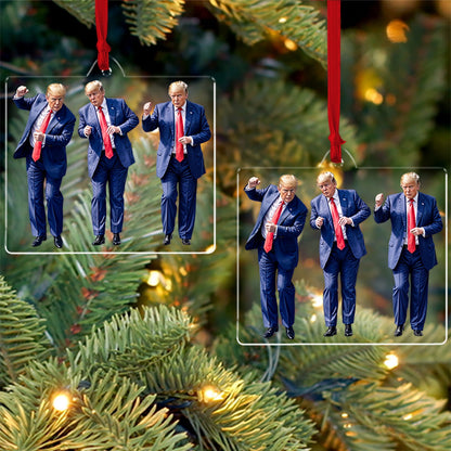 Christmas Trump Dancing Acrylic Ornament, Perfect for Car & Christmas Tree Decor T1618 - GOP