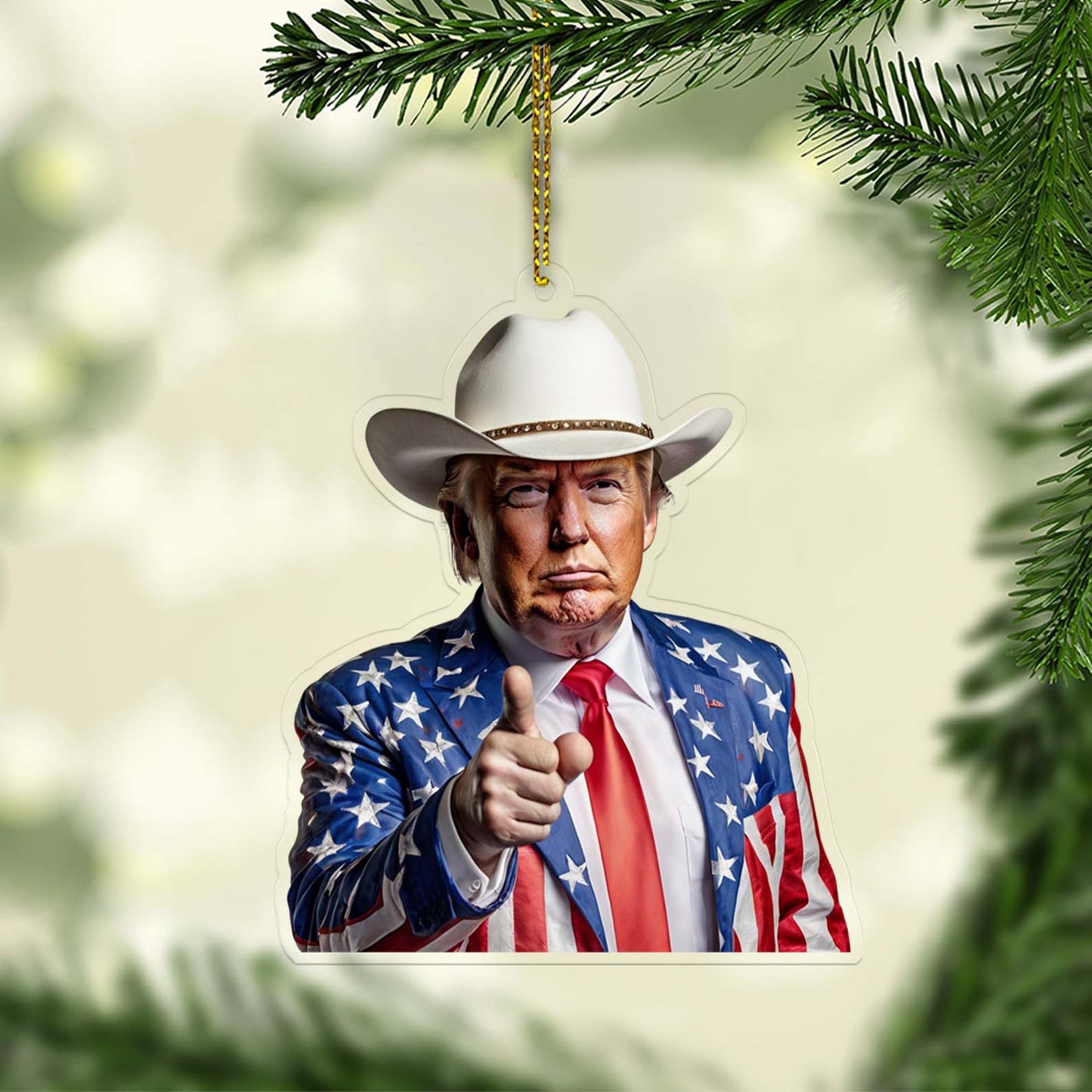 Trump Cowboy, Trump Western Acrylic Ornament, Perfect for Car & Christmas Tree Decor T1648 - GOP