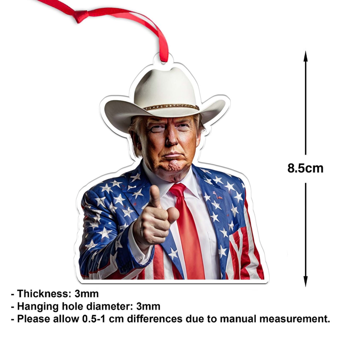 Trump Cowboy, Trump Western Acrylic Ornament, Perfect for Car & Christmas Tree Decor T1648 - GOP