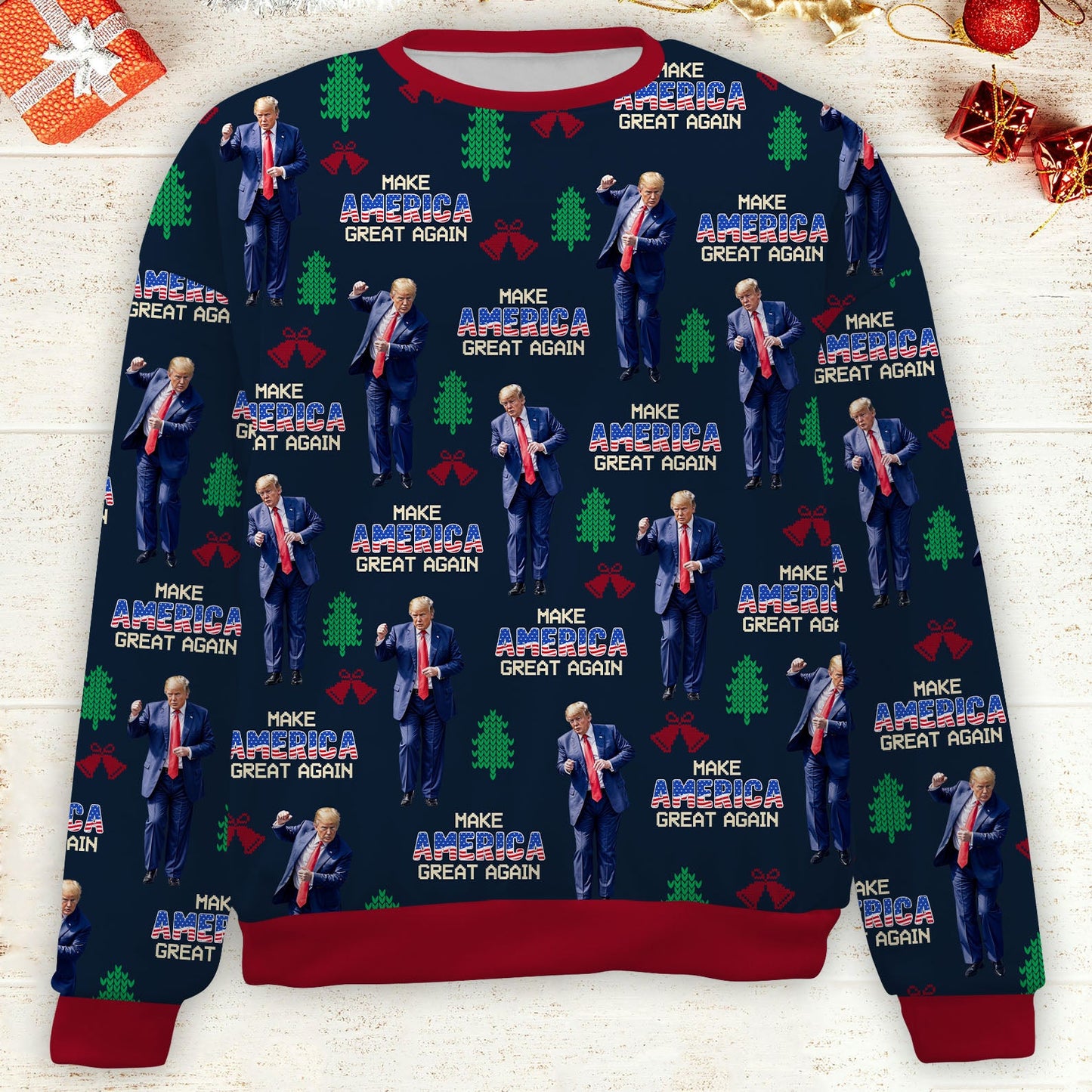 Make America Great Again, Funny Trump Dancing Ugly Sweater, Trump Won 2024 Christmas All-Over-Printed Sweatshirt C1742 - GOP