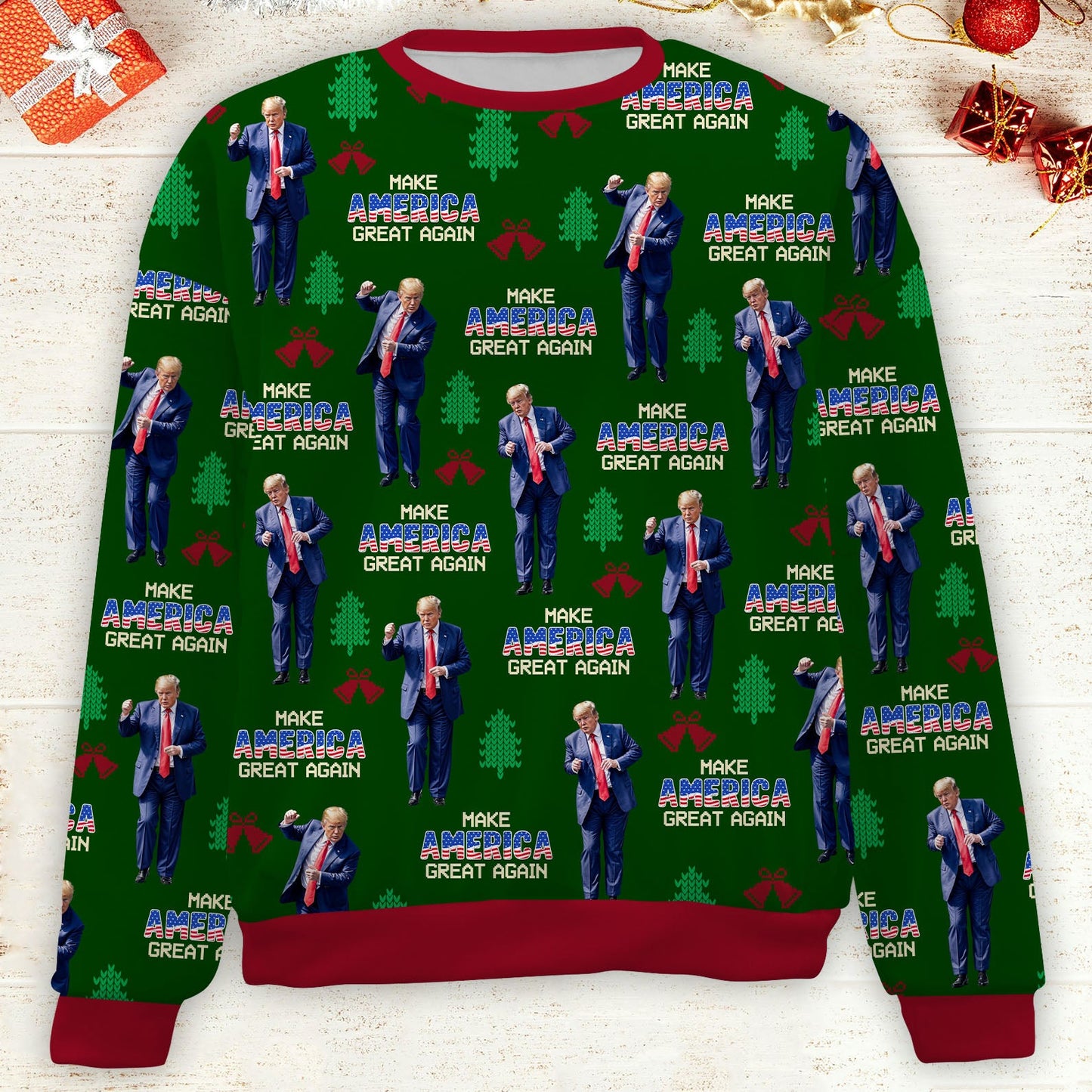 Make America Great Again, Funny Trump Dancing Ugly Sweater, Trump Won 2024 Christmas All-Over-Printed Sweatshirt C1742 - GOP