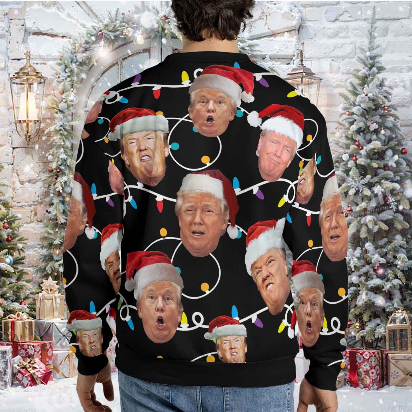 Funny Trump Face Ugly Sweatshirt, Trump 2024 Ugly Sweater, Trump Supporters Christmas All-Over-Printed Sweatshirt M1763 - GOP