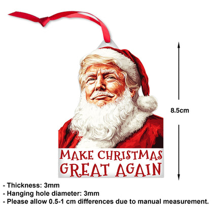 Make Christmas Great Again Ornament, Funny Christmas Trump Acrylic Ornament | Perfect for Car & Christmas Tree Decor T1766 - GOP