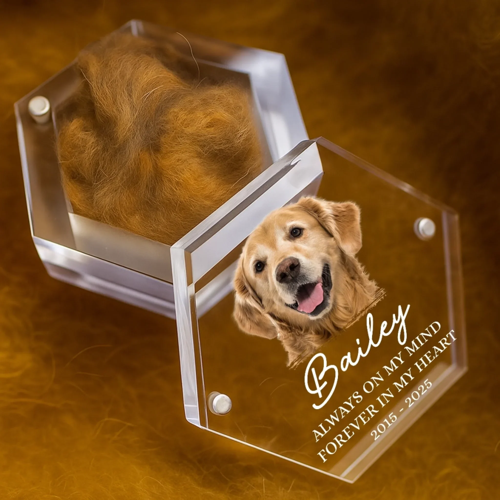 Custom Photo Pet Fur Keepsake - Personalized Pet Memorial Gifts For Dogs - Always In My Heart