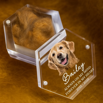 Custom Photo Pet Fur Keepsake - Personalized Pet Memorial Gifts For Dogs - Always In My Heart