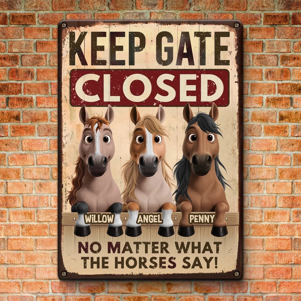Custom Home Decor Metal Sign - Personalized Birthday Gifts For Men And Women, Horse Lovers - Seriously, Close That Gate