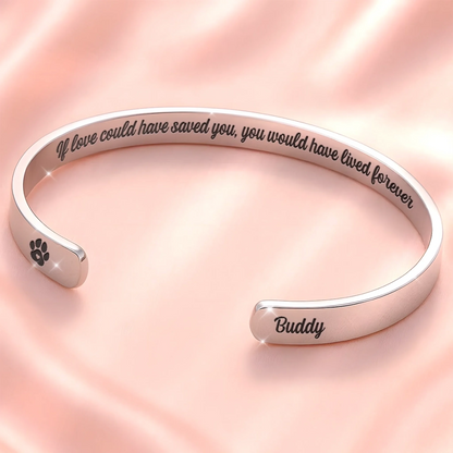 Custom Engraved Stainless Steel Cuff Bracelet - Personalized Pet Memorial Sympathy Gifts For Dogs, Cats - You Left Paw Prints On My Heart