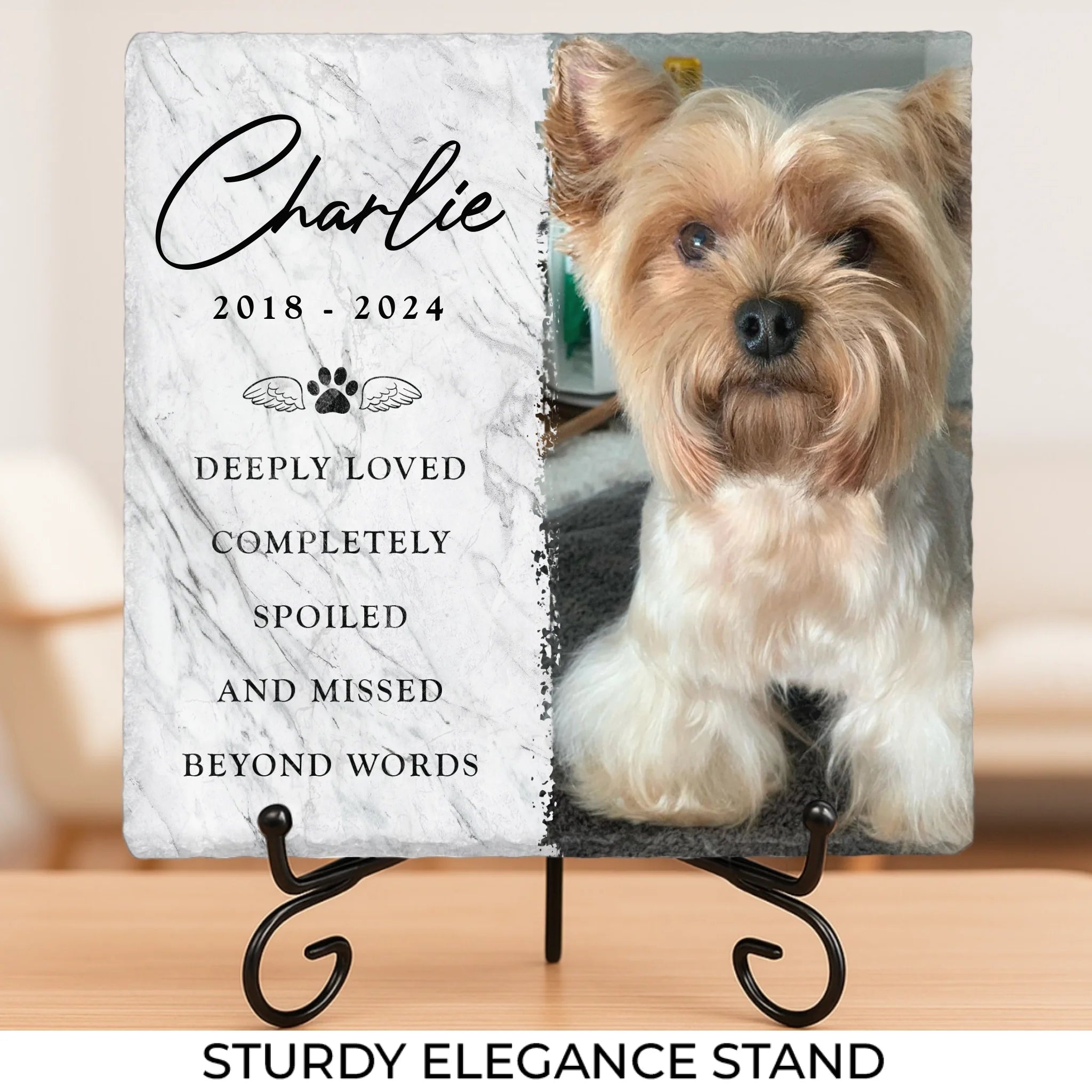 Custom Photo Square Shaped Memorial Stone - Personalized Pet Memorial Sympathy Gifts For Dogs, Cats, Loss Of Dog - Deeply Loved