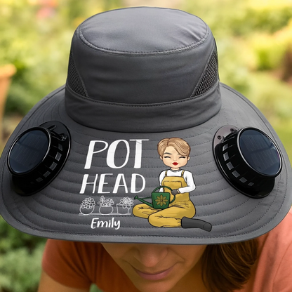 Custom Hat With Fans Solar Power - Personalized Garden Gifts For Gardeners - Crazy Plant Lady Vibes