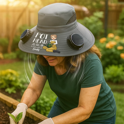 Custom Hat With Fans Solar Power - Personalized Garden Gifts For Gardeners - Crazy Plant Lady Vibes