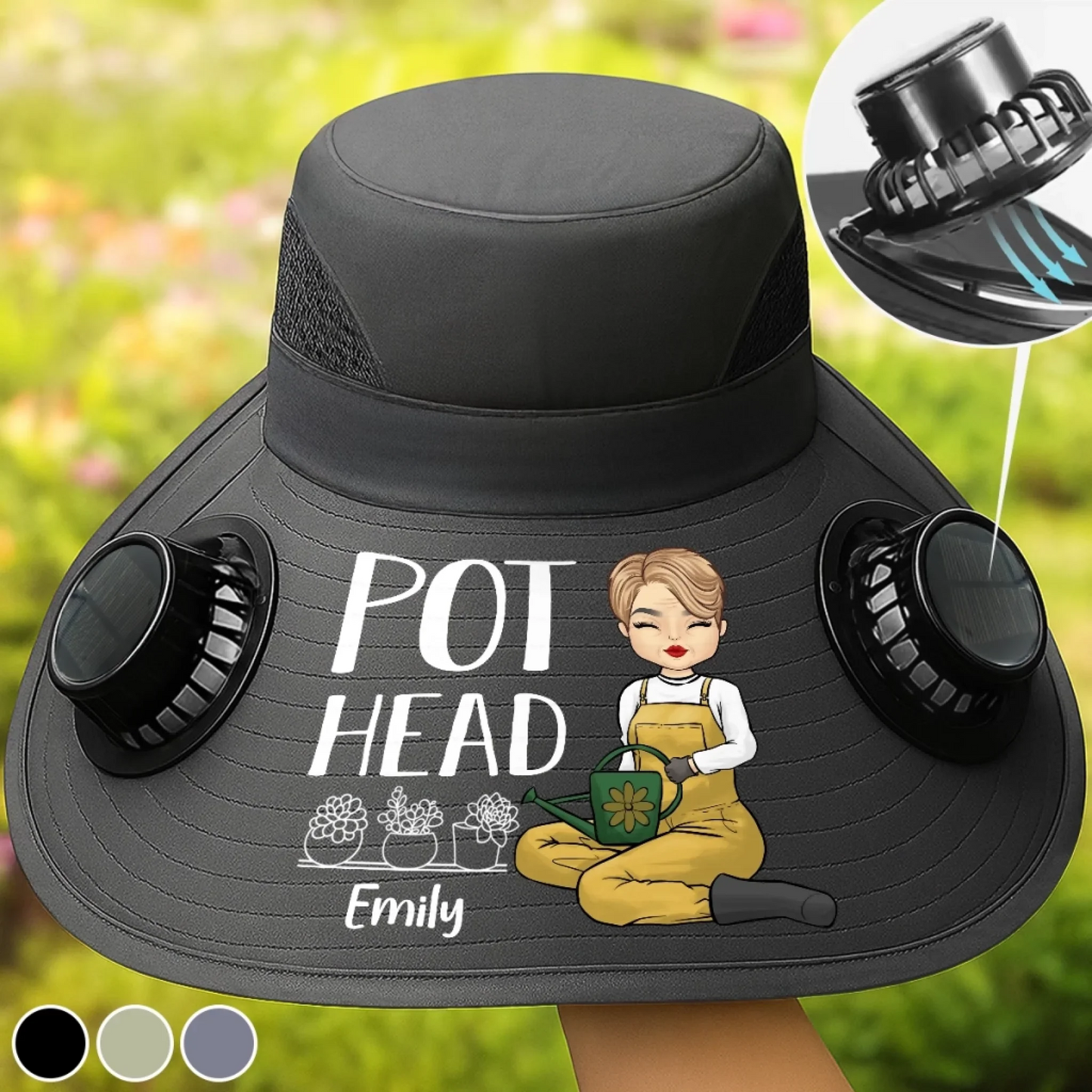 Custom Hat With Fans Solar Power - Personalized Garden Gifts For Gardeners - Crazy Plant Lady Vibes