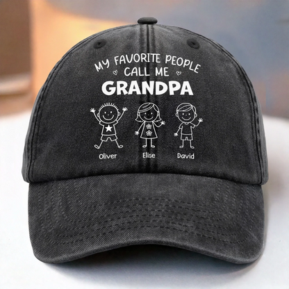 Custom Vintage Washed Denim Baseball Cap - Personalized Birthday Gifts For Dad, Grandpa - Loved By My Favorite Crew