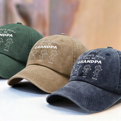Custom Vintage Washed Denim Baseball Cap - Personalized Birthday Gifts For Dad, Grandpa - Loved By My Favorite Crew