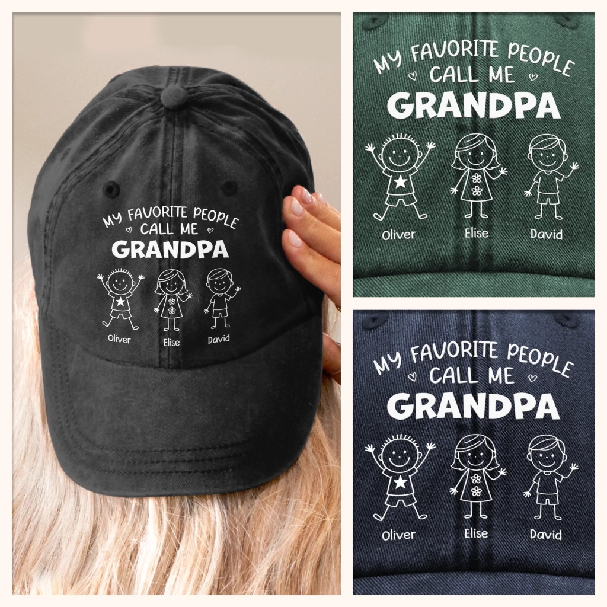 Custom Vintage Washed Denim Baseball Cap - Personalized Birthday Gifts For Dad, Grandpa - Loved By My Favorite Crew
