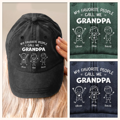 Custom Vintage Washed Denim Baseball Cap - Personalized Birthday Gifts For Dad, Grandpa - Loved By My Favorite Crew