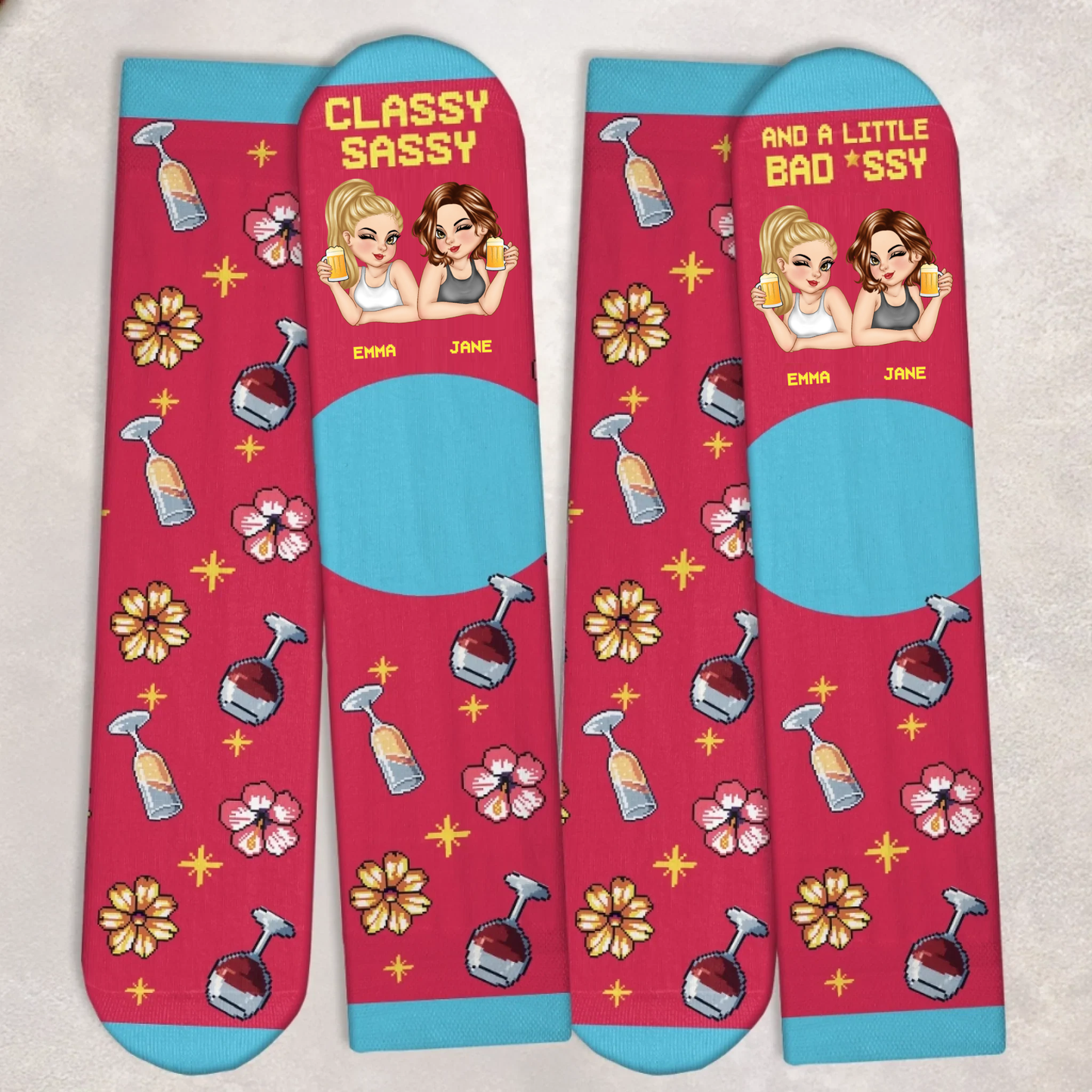 Custom Crew Socks - Personalized Best Friend Birthday Gifts For Women, Besties, Sisters, BFF - Too Cool For The Rules