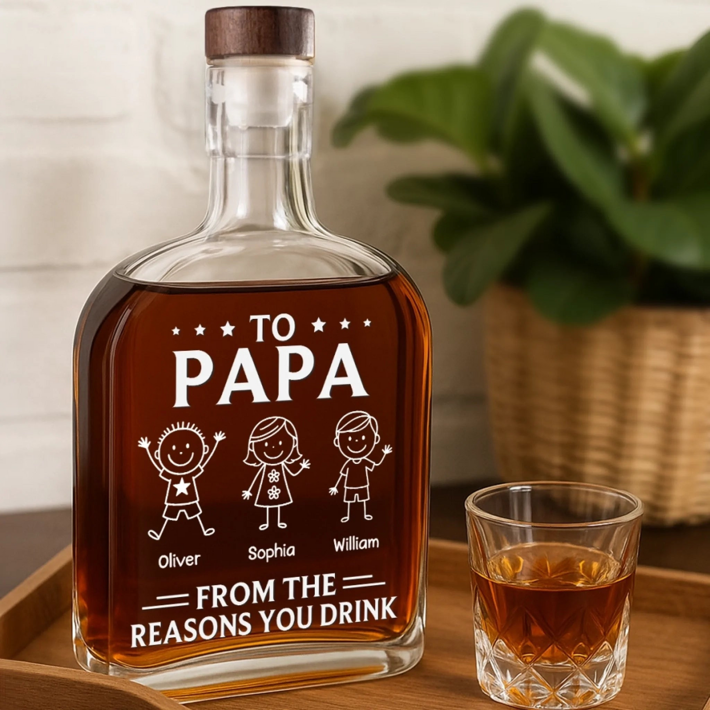 Custom Whiskey Bottle - Personalized Birthday Gifts For Dad, Grandpa - From The Reason You Drink