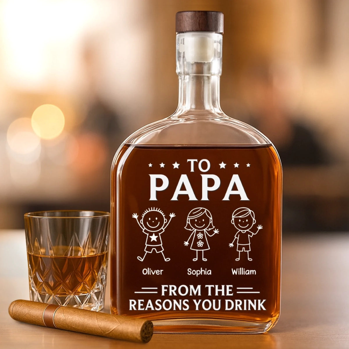 Custom Whiskey Bottle - Personalized Birthday Gifts For Dad, Grandpa - From The Reason You Drink