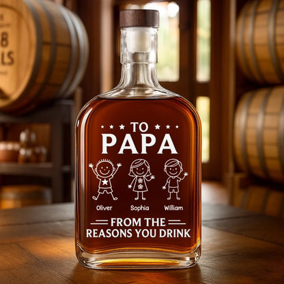 Custom Whiskey Bottle - Personalized Birthday Gifts For Dad, Grandpa - From The Reason You Drink