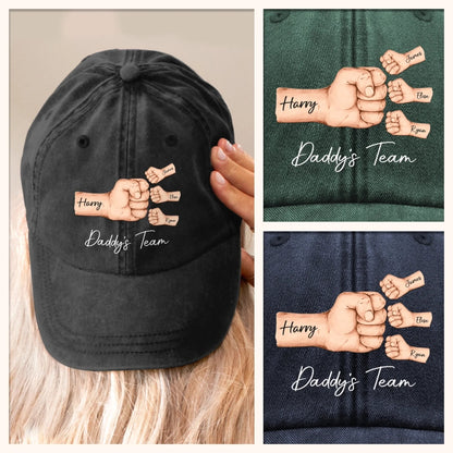 Custom Vintage Washed Denim Baseball Cap - Personalized Birthday Gifts For Dad, Grandpa - Built On Love And Strength