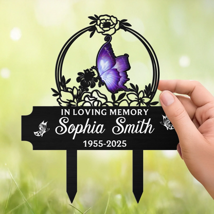 Custom Metal Garden Stake - Personalized Memorial Sympathy Gifts For Loss Of Mom, Dad - In Loving Memory
