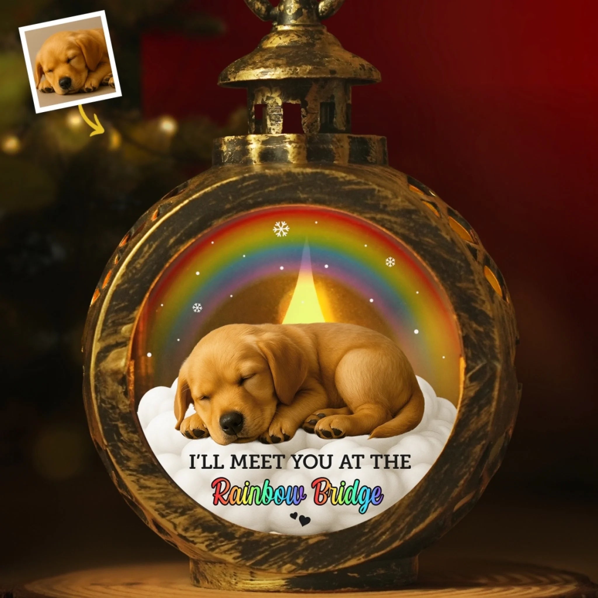 Custom Photo Candlelight Lantern Ornament - Personalized Pet Memorial Sympathy Gifts For Dogs, Cats - Until We Meet Again