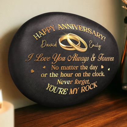 Custom Printed Rock - Personalized Anniversary Wedding Gifts For Husband And Wife, Him And Her - Happy Our Anniversary