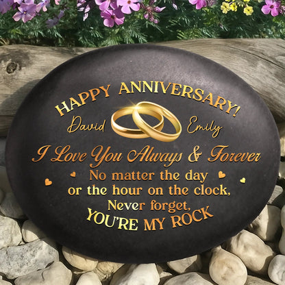 Custom Printed Rock - Personalized Anniversary Wedding Gifts For Husband And Wife, Him And Her - Happy Our Anniversary