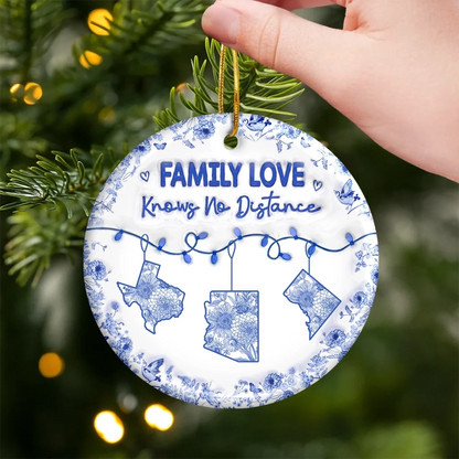 Custom Long Distance Acrylic Ornament - Personalized Christmas Birthday Gifts For Mom, Dad, Brother, Sister, Kids - Miles Apart But Always Close At Heart