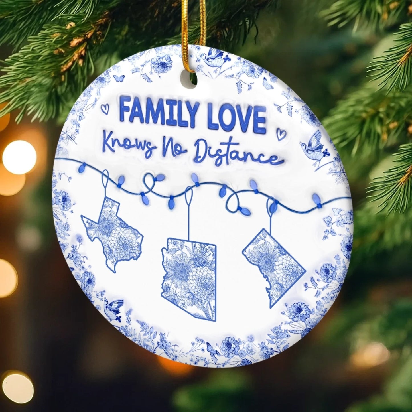 Custom Long Distance Acrylic Ornament - Personalized Christmas Birthday Gifts For Mom, Dad, Brother, Sister, Kids - Miles Apart But Always Close At Heart