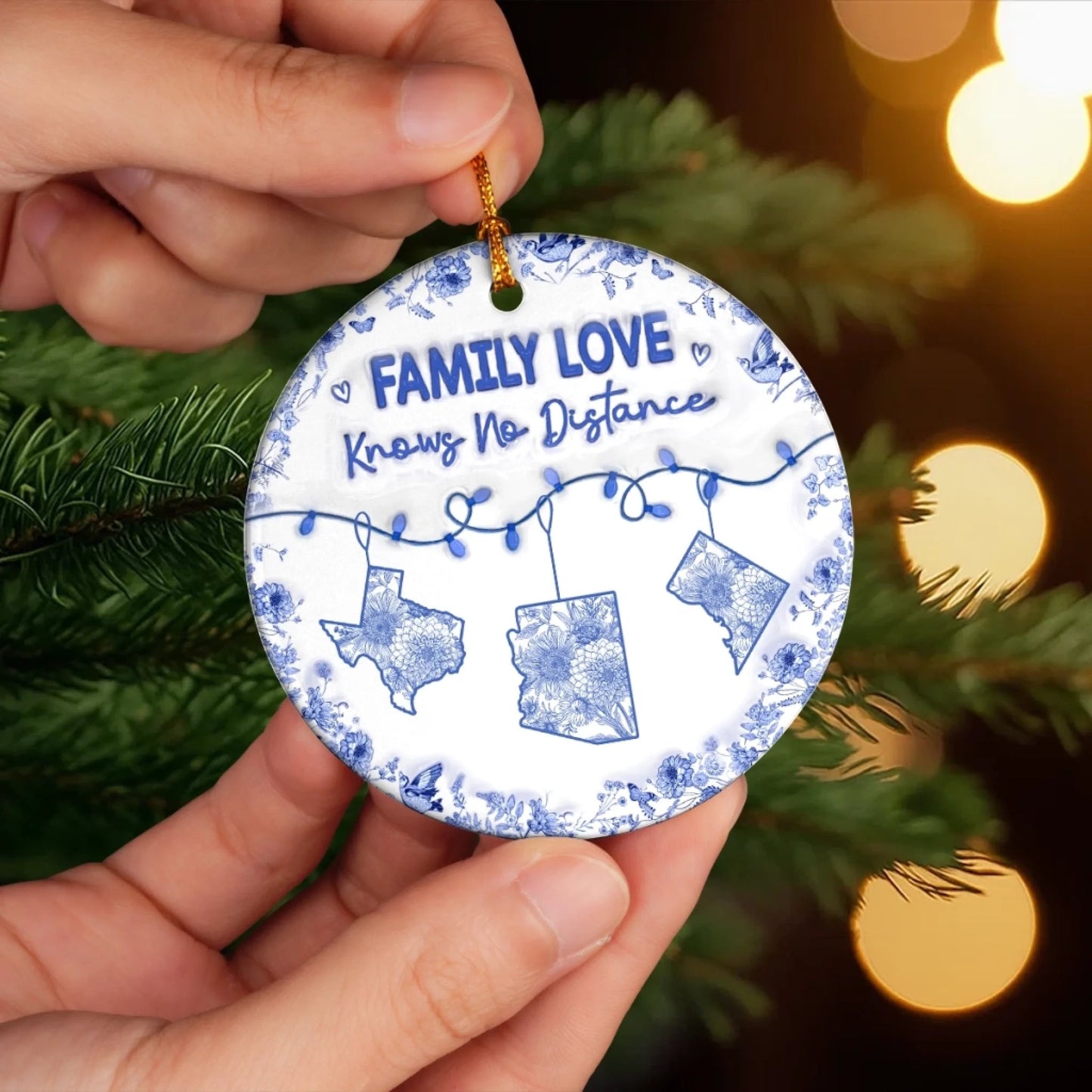 Custom Long Distance Acrylic Ornament - Personalized Christmas Birthday Gifts For Mom, Dad, Brother, Sister, Kids - Miles Apart But Always Close At Heart