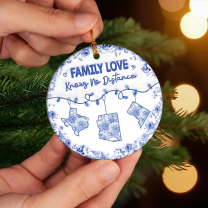 Custom Long Distance Acrylic Ornament - Personalized Christmas Birthday Gifts For Mom, Dad, Brother, Sister, Kids - Miles Apart But Always Close At Heart