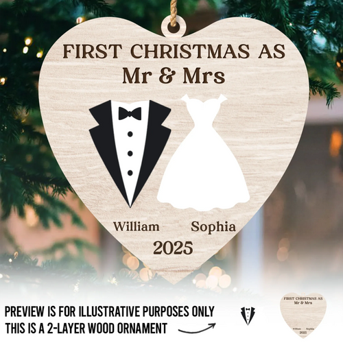 Custom Double Layer Wooden Ornament - Personalized Anniversary Christmas Wedding Gifts For Husband And Wife, Him And Her - Our New Chapter Begins