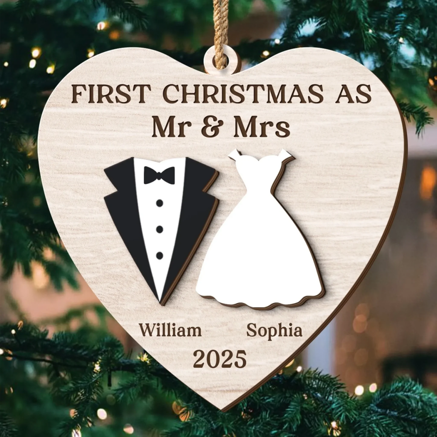 Custom Double Layer Wooden Ornament - Personalized Anniversary Christmas Wedding Gifts For Husband And Wife, Him And Her - Our New Chapter Begins