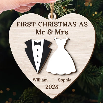 Custom Double Layer Wooden Ornament - Personalized Anniversary Christmas Wedding Gifts For Husband And Wife, Him And Her - Our New Chapter Begins