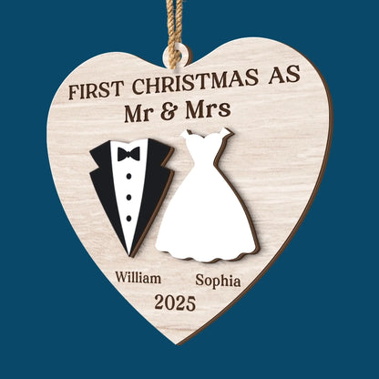 Custom Double Layer Wooden Ornament - Personalized Anniversary Christmas Wedding Gifts For Husband And Wife, Him And Her - Our New Chapter Begins