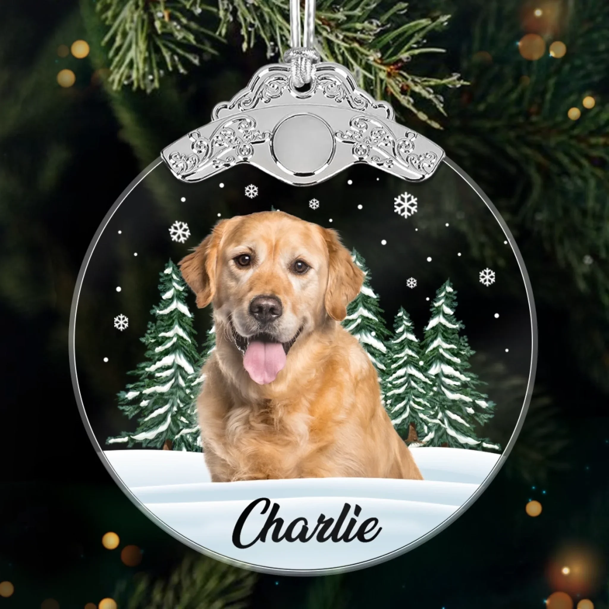 Custom Photo Acrylic Ornament - Personalized Pet Christmas Memorial Sympathy Gifts For Dogs, Cats - Always In My Heart
